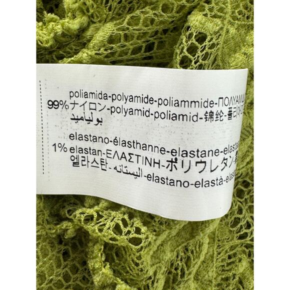 Zara Women's Off the Shoulder Sz L Pistachio Green Lace Sheer Top - Picture 8 of 10